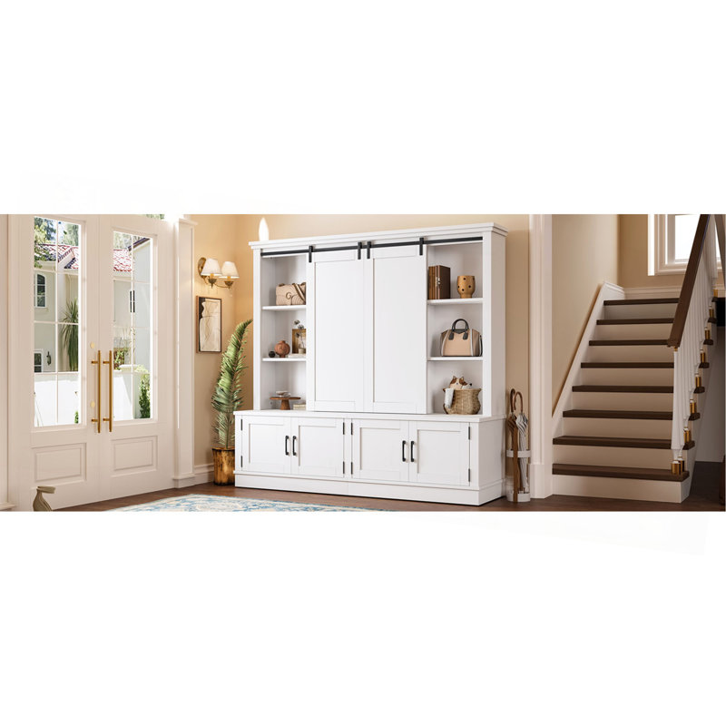 L'armoire de hall d'entrée multifonctionnelle comporte des rails coulissants pour un grand espace de rangement, combinant intelligemment une unité de rangement avec un design de hall d'entrée en forme d'arbre. Idéal pour les salons et les couloirs