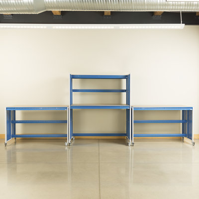 Manufactured Wood Top Height-Adjustable Workbench with Wheels