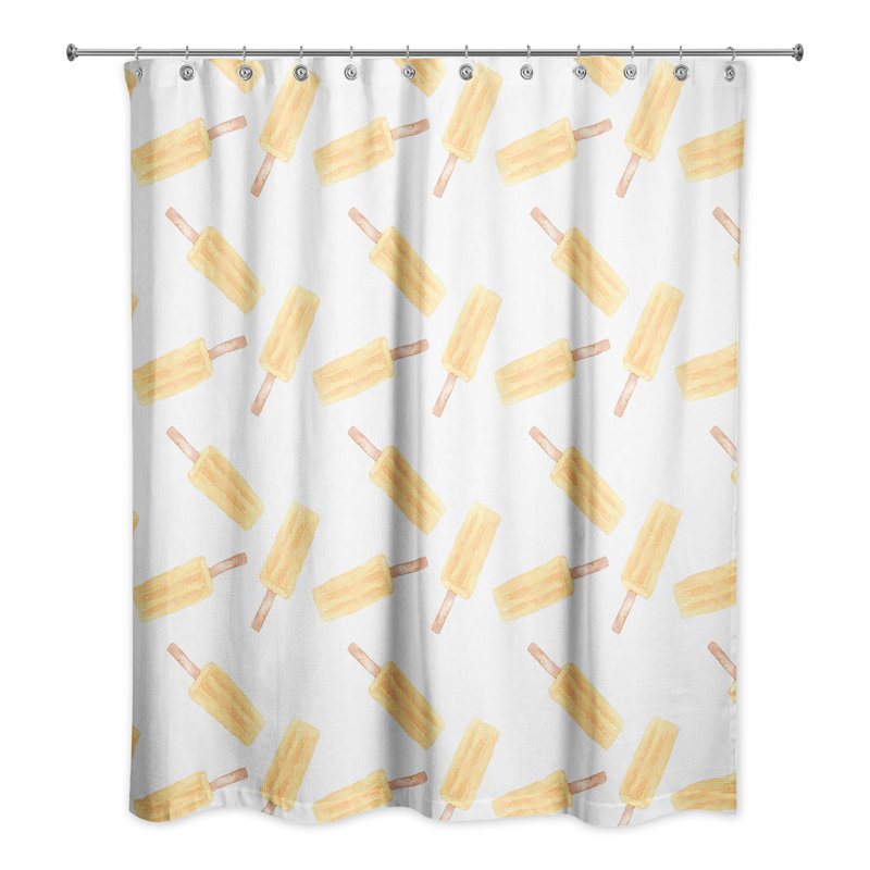 Rideau de douche orange à motif de popsicules