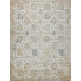 Artisan Power Loomed Wool/Nylon Oriental Area Rug in White/Ivory/Gray