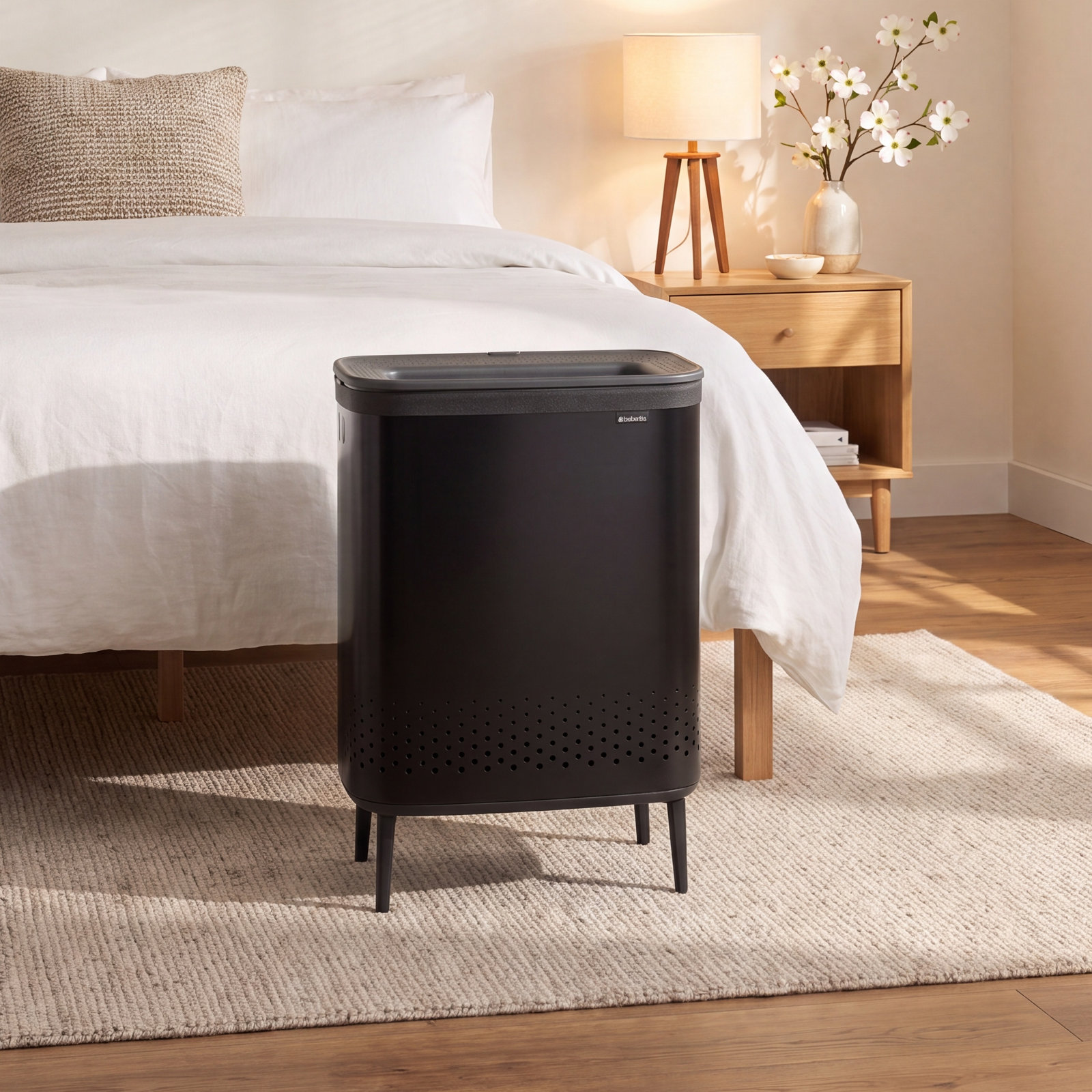 Brabantia Bo Dual Compartment Laundry Hamper, Matte Black
