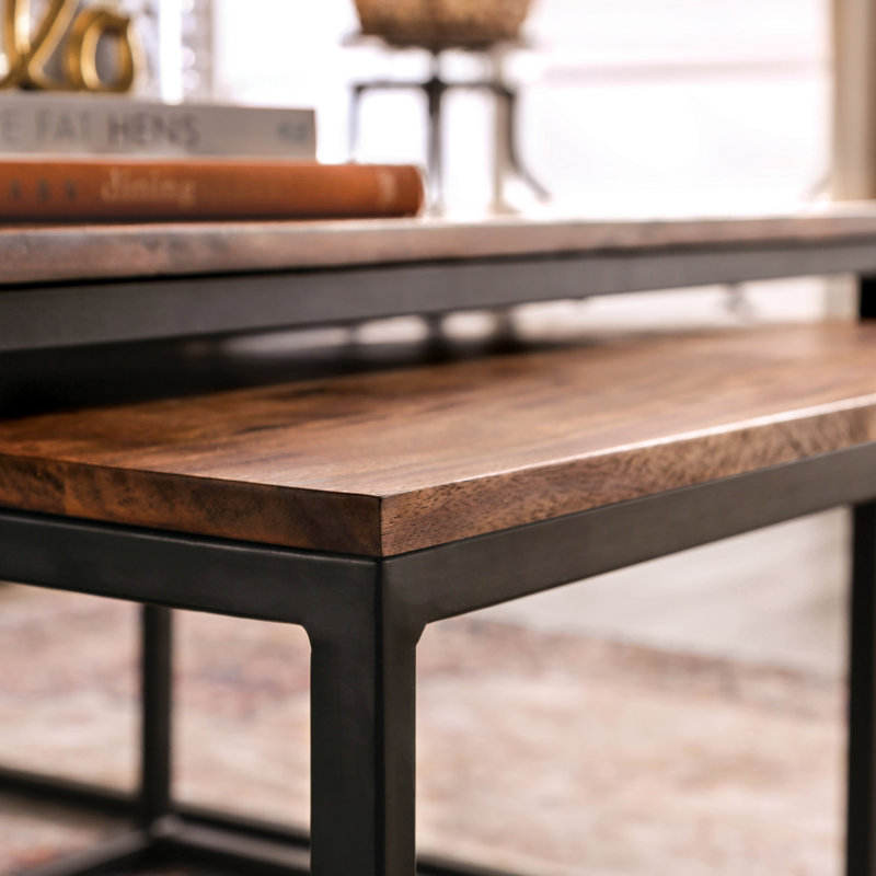 Megan Solid Wood Top Nesting Coffee Table