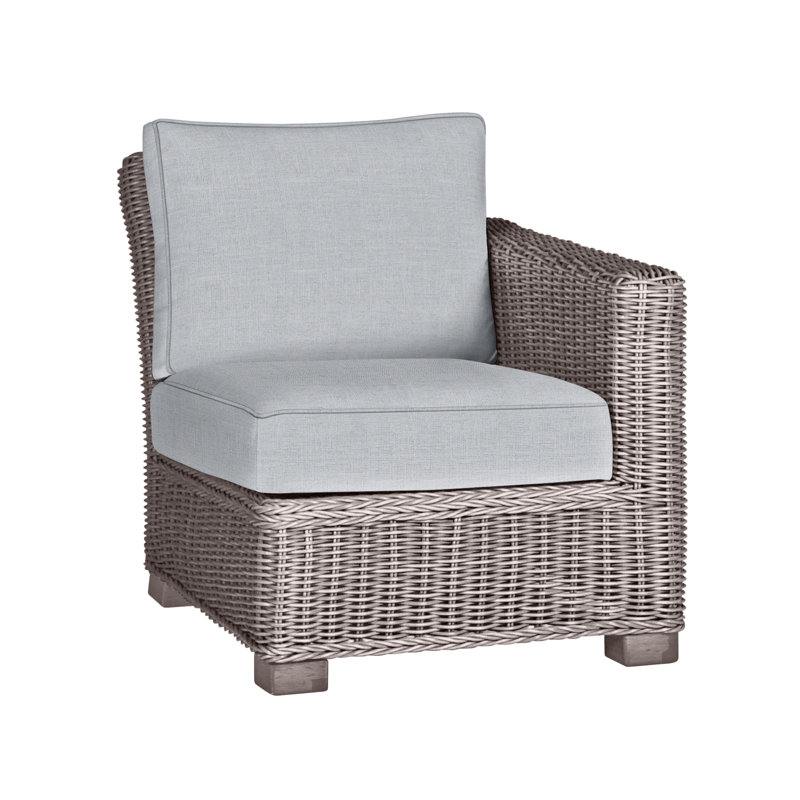 Rustic Patio Lounge Chair with Cushions, Welt, Oyster, Linen Chambray
