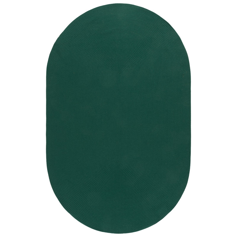 Braided Hand Loomed Performance Solid Color Indoor Indoor/Outdoor Area Rug, Oval 6' x 9'