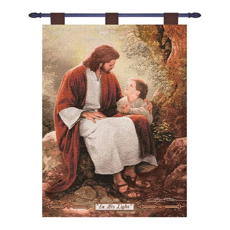 Tapisserie murale « Dans sa lumière » 66 x 91 cm (26 x 36 pouces) - Décoration murale inspirante