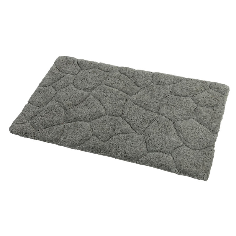 Troxell Cotton Blend Non-Slip Bath Rug, Light Gray