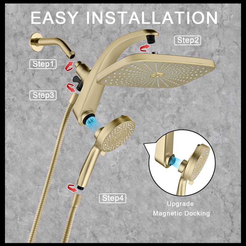 High Pressure Rain Shower Head, Desert Gold