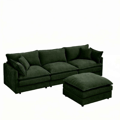 3-Seater Comfy Cloud Couches With Movable Ottoman
