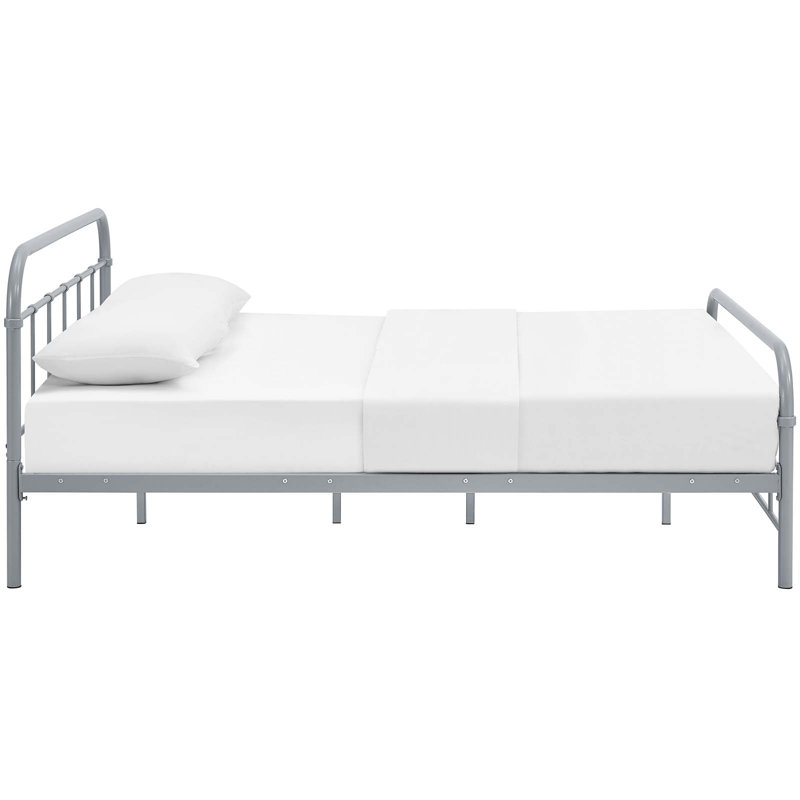 Modway Maisie Stainless Steel Bed Frame, Gray, Full