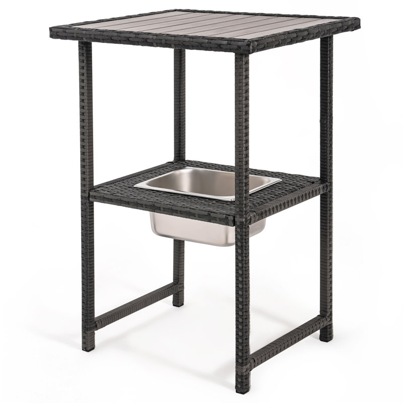 Solomie Rectangular Outdoor Bar Table, Grey