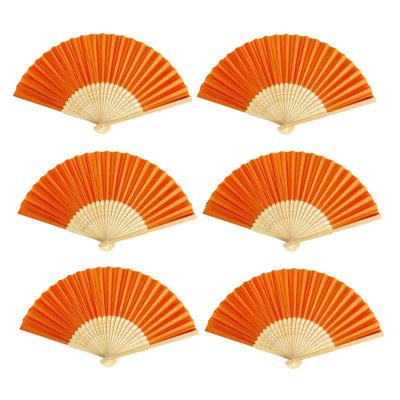 Paquet de 6 ventilateurs en papier et en bambou pliables pour la fête de mariage, l'église, les fêtes, la maison et la décoration de bricolage (gris bleu)