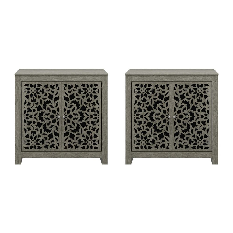 Norberto Transitional Coordinated Accent Cabinet Set Of 2, Coffee Gray Oak