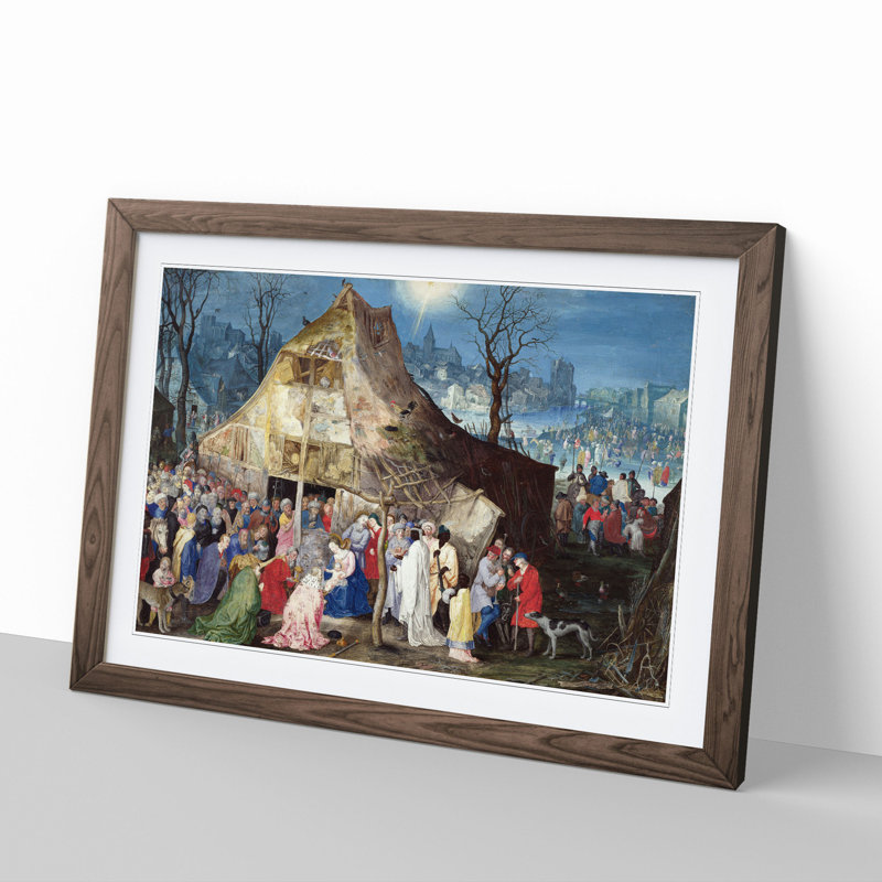 The Adoration of the Kings by Pieter Bruegel the Elder - Picture Frame Painting, Walnut, 36cm H x 48cm W x 2cm D