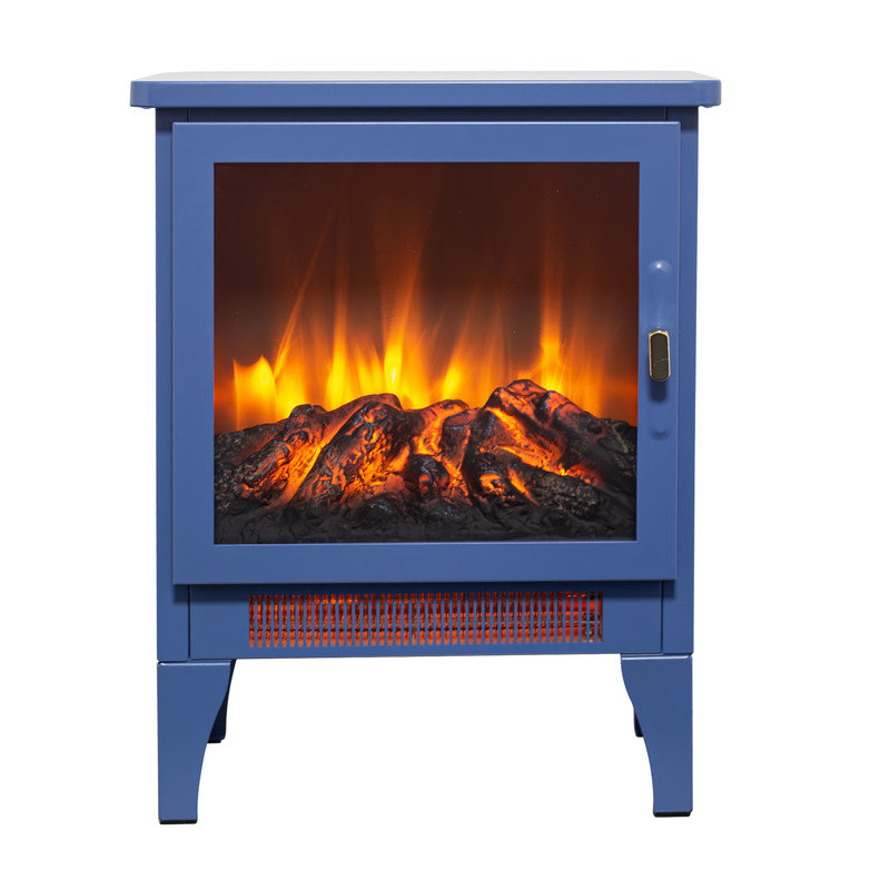  18" Electric Fireplace Stove, Freestanding Stove Heater with Realistic Flame, Adjustable Thermostat, 1400W