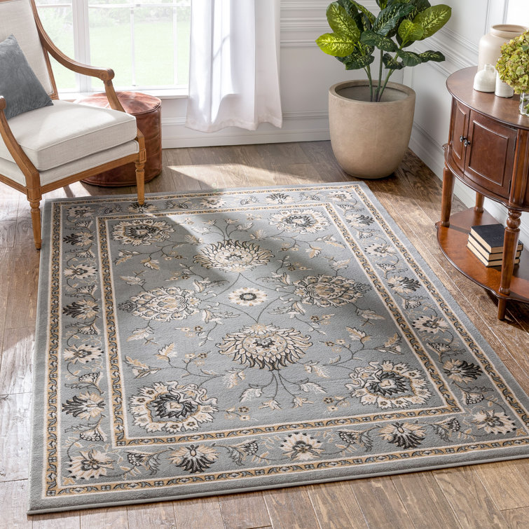 Delatorre Traditional Oriental Persian Grey Rug