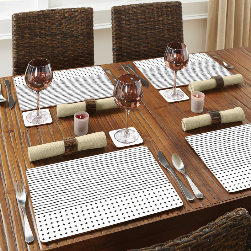 Somu Lines Decorative Hardboard Placemats with Protective Cork Backing