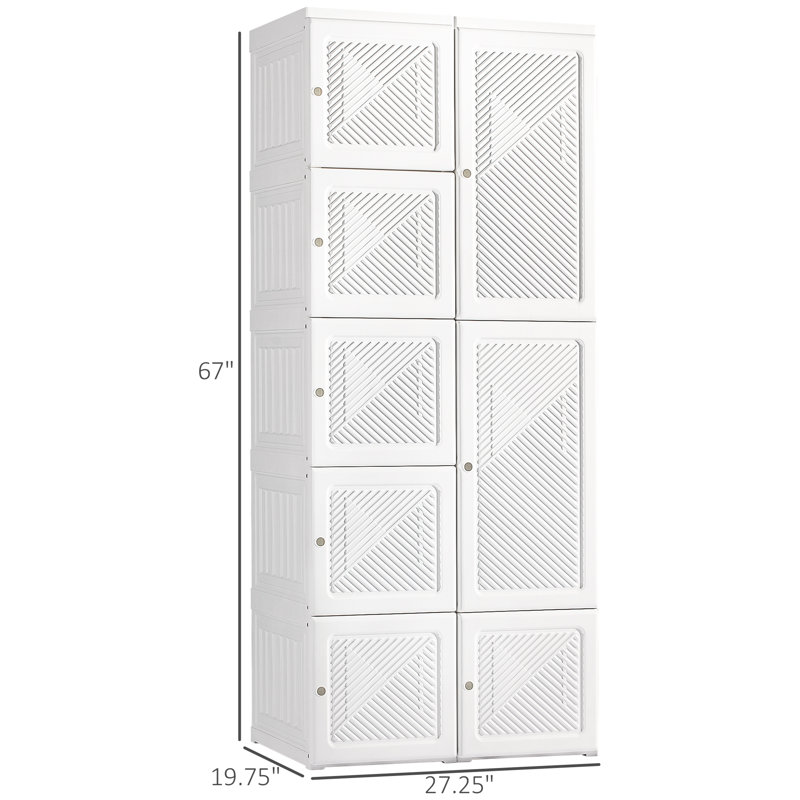 Organisateur de garde-robe pliable avec rangement, blanc
