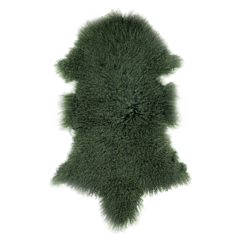 Mccalla Sheepskin Area Rug in Olive Green