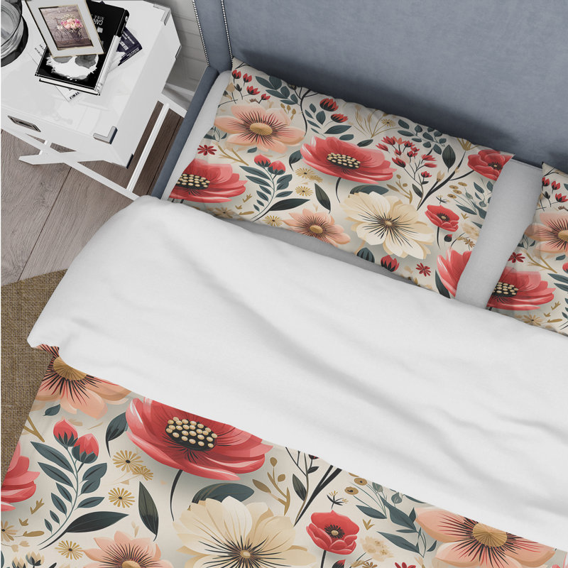 Harters - Ensemble de housse de couette à motif floral, Housse de couette pour très grand lit et 2 très