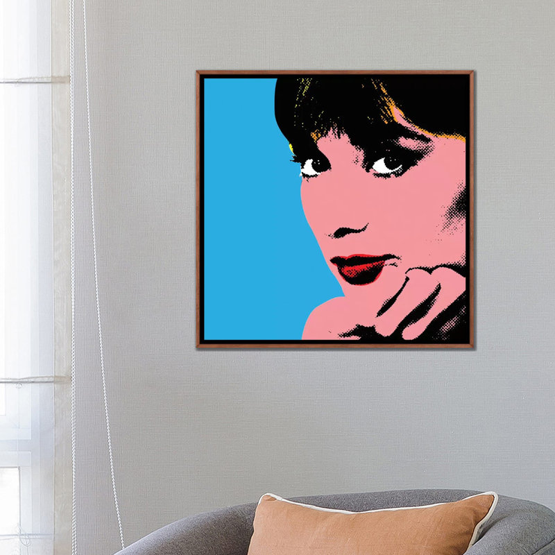 « Audrey Hepburn DOTS » par radio Days-impression d’art graphique, Toile avec cadre en bois brun classique, Pas de tapis