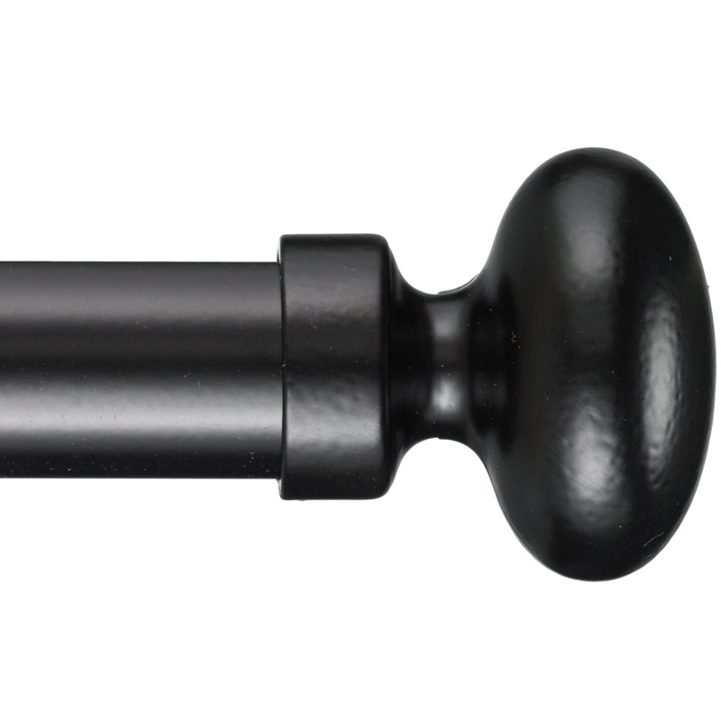Noelani Single Curtain Rod, 2.3" H x 84'' W x 3.5" D, Black