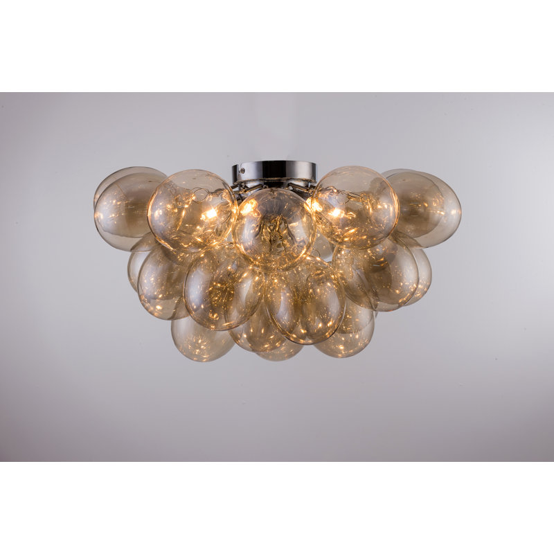 Abdurrahman Glass Semi Flush Mount, Gold