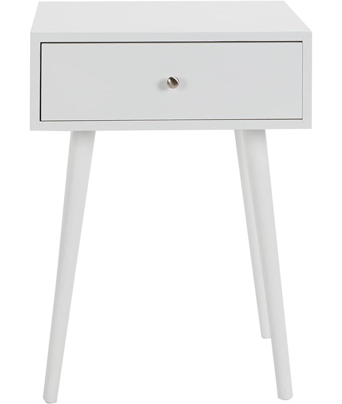 Table de bout moderne avec tiroir de rangement Guewen, Blanc