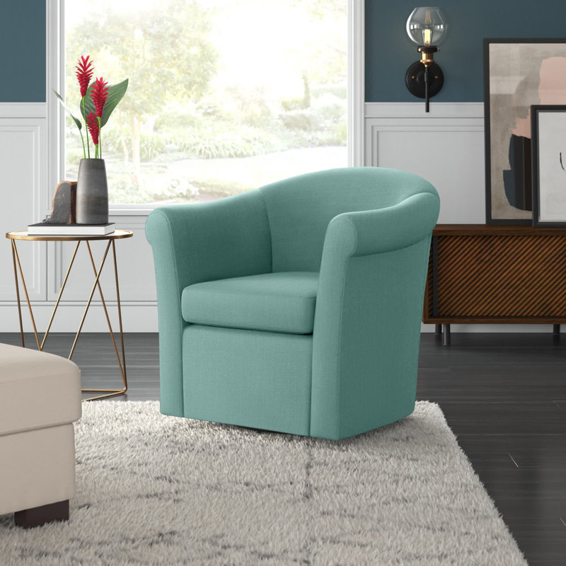 Anstett Upholstered Swivel Barrel Chair, Spa Polyester Blend