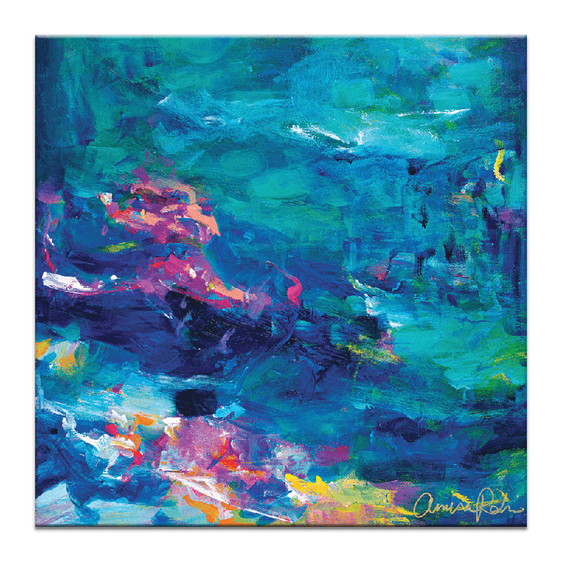 Waterfall by Amira Rahim - Painting, Wrapped Canvas, No Matte, 41cm H x 41cm W x 3cm D