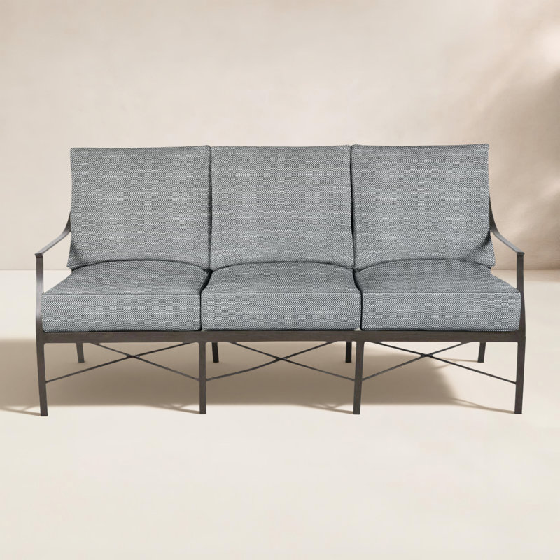 Monaco Aluminum Sofa - Slate Gray, Rollo Chambray InsideOut® Linen, Slate Gray, Welt