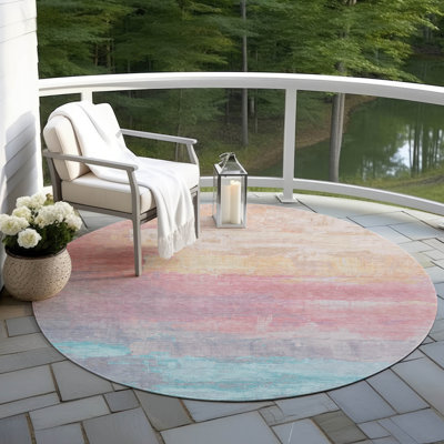 Machine Washable Indoor/Outdoor Claudian ACN1480 Salmon Rug