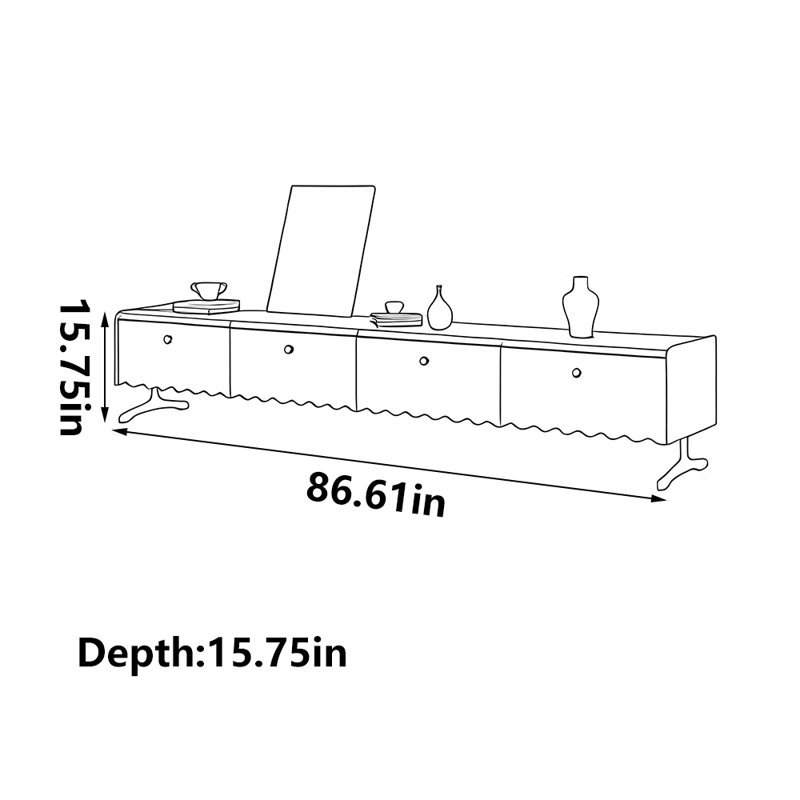 Meuble télé noir de qualité supérieure, 86.61"