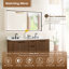 Meuble-lavabo double 60 po en chêne brossé brun avec grain de pierre blanc Mowry