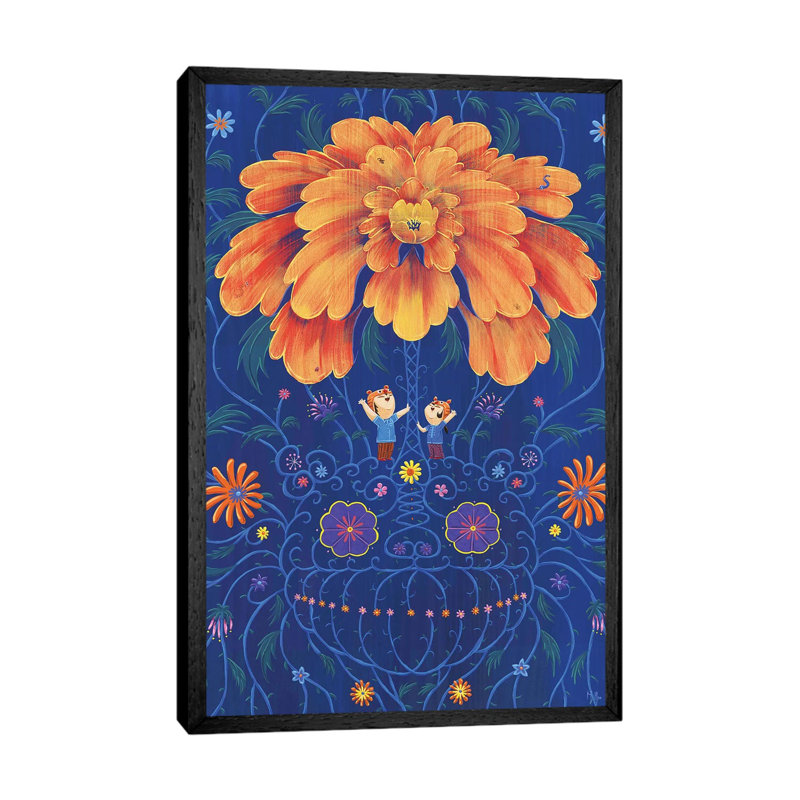 Tigers Flower by Martin Hsu - Single Picture Frame Rectangle Print on Canvas, 101.6 cm H x 66.04 cm W, Black Framed