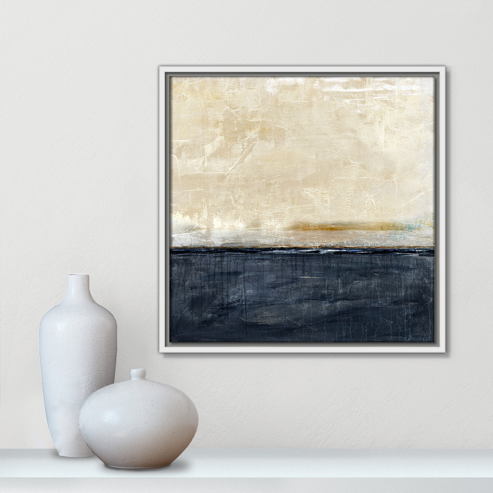 Better Days Navy Print by Denise Brown, 17.5" H x 17.5" W, White