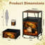 Table de chevet 2 tiroirs avec station de charge, table de chevet pour chambre à coucher avec ports USB, tablette ouverte noire, table de chevet avec imprimé mignon de chat noir fantôme