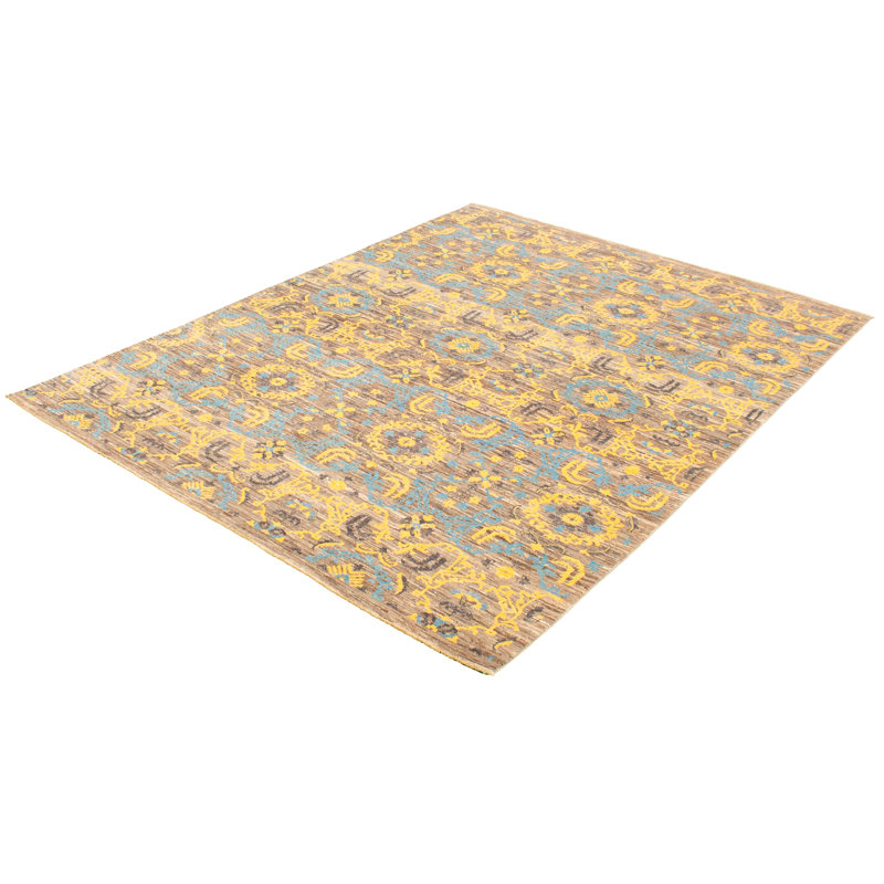 Tapis unique en laine noué à la main style Mogul des années 2010 de 8 pi x 10 pi 4 po brun Fjorda