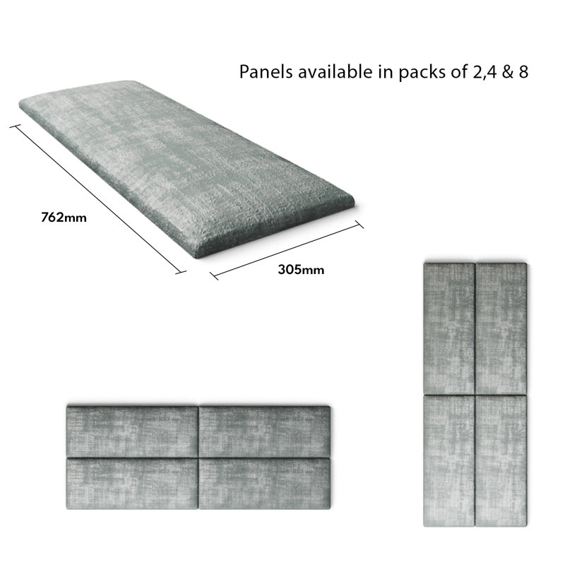 Kaedin 30 cm x 75 cm Peel and Stick Upholstered Wall Paneling in Platinum