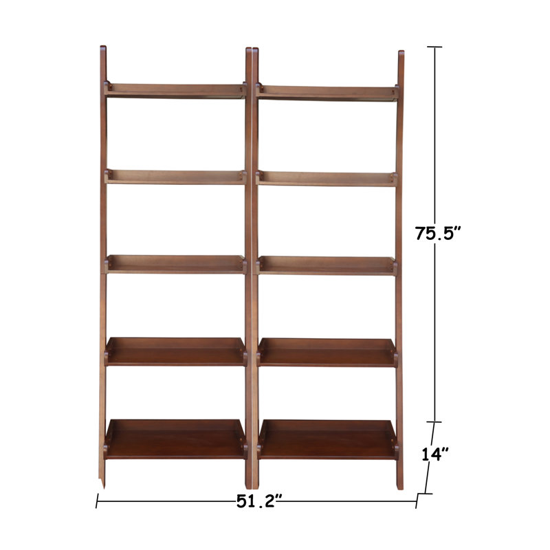 Bibliothèque échelle en bois massif H 76,25 "x l 26", Espresso