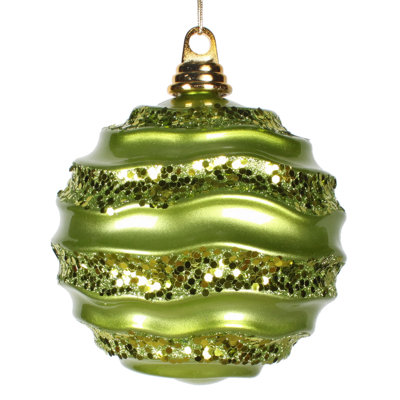 Ornement de Noël boule rayée et scintillante