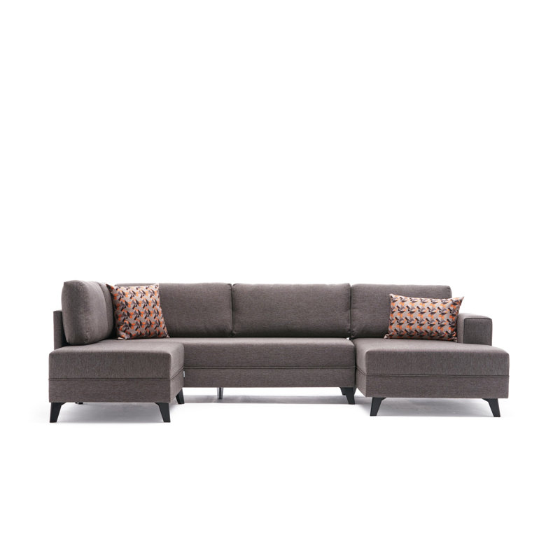 Modern Corner Sofa-Bed, Brown Fabric, 118.1 x 30.7 x 79.5 inches | FIR Timber Frame, 50% Polyester & 50% Linen, 28 DNS Foam for Comfort | Easy Clean, Industrial & Scandinavian Design, Perfect for Small Spaces