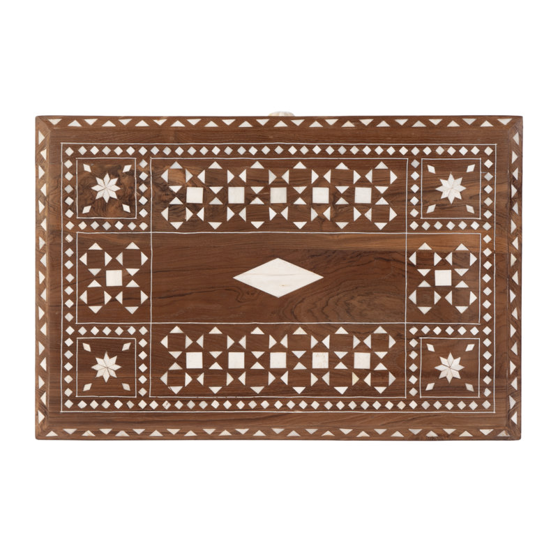 Rashmi 21 in. W Rectangular Teak & Bone End Table