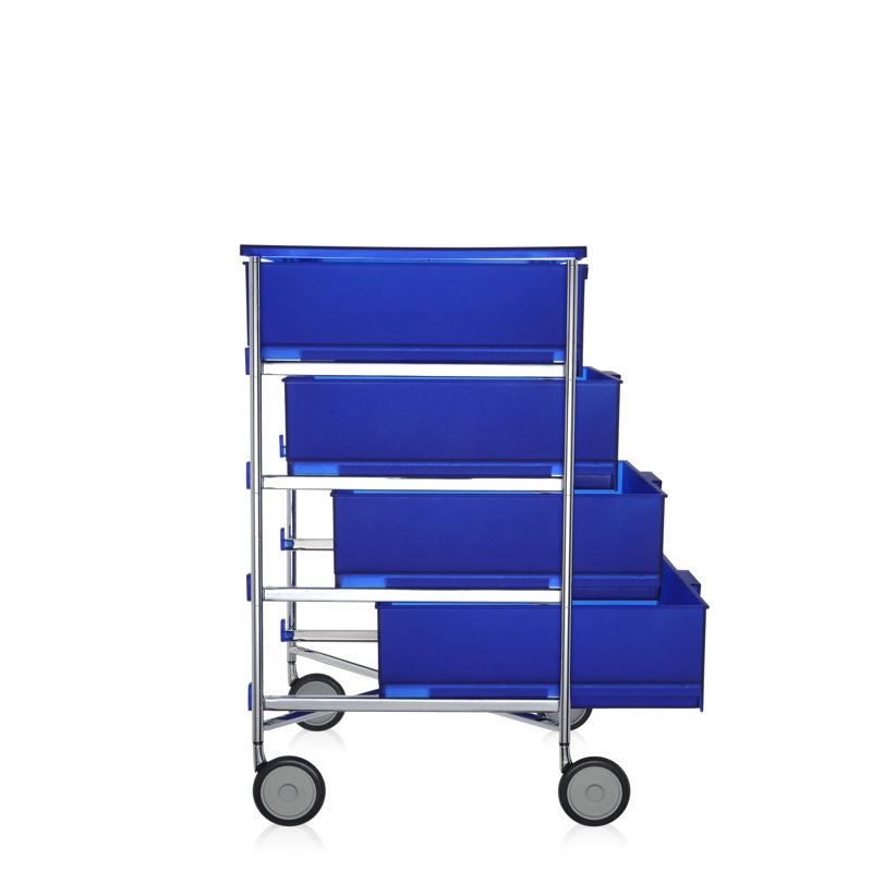 Mobil Drawer Storage, Translucent Cobalt, With Wheels, 6 Hi