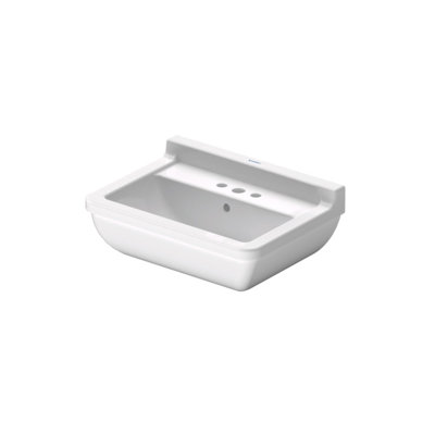 Lavabo de salle de bain mural en forme de U en céramique blanche avec trop-plein