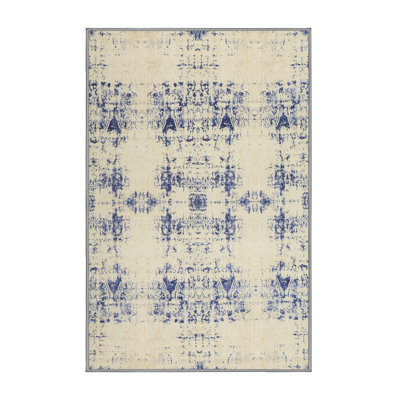 Tapis contemporain beige / bleu