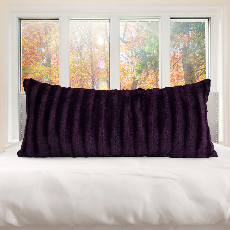  Rectangular Faux Fur Pillow Cover & Insert, Purple