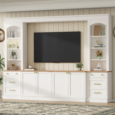 106.3'' Entertainment Center Wall Unit With Bookshelf TV Stand For Tvs Up To 70"