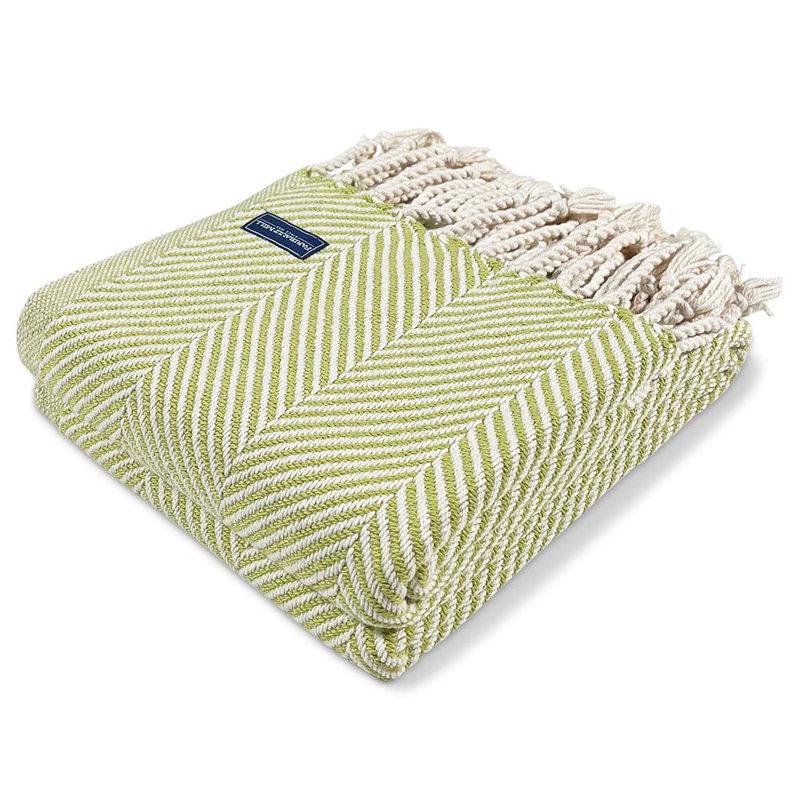Jeté en coton Coastal Monhegan, Chevron vert lime