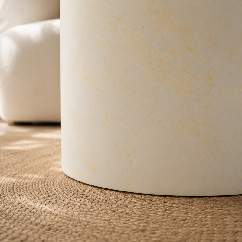 Table basse gigogne 2 pièces, 15.16" H x 18.9" L x 18.9" W, Beige/White