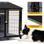 Niche pour chien 2 en 1, abri pour chien résistant aux intempéries avec cage intégrée, porte d'alimentation, couvercle relevable et évent pour petits chiens de taille moyenne